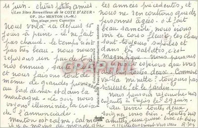 Menton — plage et montagnes — Verso