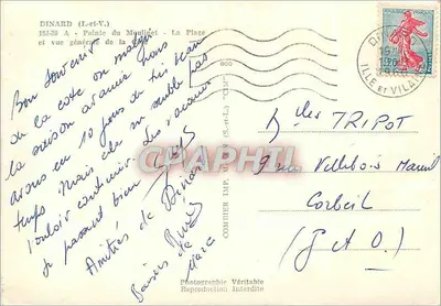Dinard (I.-et-V.) — Wyspa Moulinet — Plaża i ogólny widok wybrzeża — Ołówek — Rewers