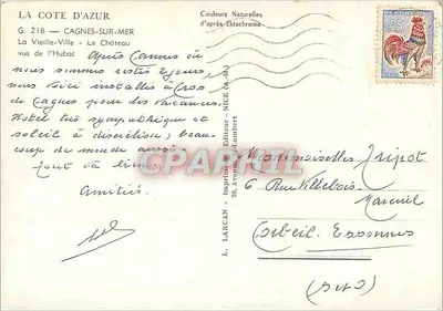 Cagnes-sur-Mer — Stare Miasto widziane z Hubac — L. Larcane, Wydawca, Nice — Rewers