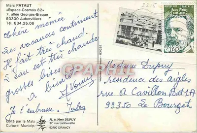Limpeza de um interior — mulher com aspirador — editado pela Prefeitura de Drancy — Verso