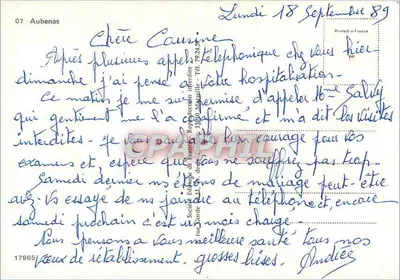 Aubenas — vista da cidade, do castelo e da piscina — n° 07 — Verso