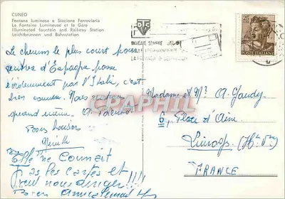 Cuneo — Fontana luminosa e Stazione Ferroviaria — Cuneo — Verso