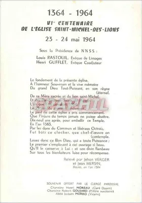 Kościół św. Michała z Lions — VI centenario 1964 — Wydawca nie widoczny — Rewers