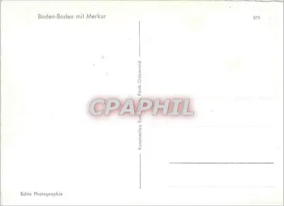 Baden-Baden z Merkurzem — widok panoramiczny — Kunstverlag Karl Fürlh Odenwald, nr 879 — Rewers