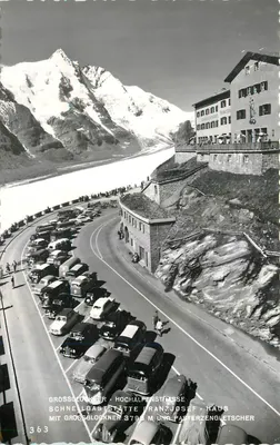 Grossglockner - Hochalpenstraße — vista do abrigo Franz Josef a 3793 m e do glaciar — editor H. Töllner, n° 363