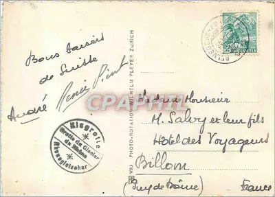 Postautobus przy lodowcu Rhone — 9013 — Wydawca: Eizgrette — Rewers