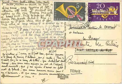 Villars-sur-Ollon — widok na górę z borkami — Photo Hunz, Villars — Rewers
