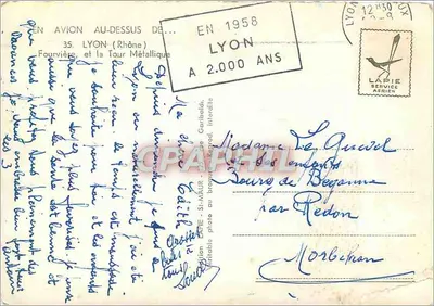 CPM Lyon Rhone Fourviere et la Tour Metallique — Verso