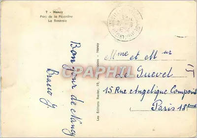 Ogród Pepinière — Nancy — Wydawnictwo Roeder — Rewers