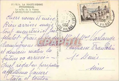 A vallé da Vienne — Saint-Priest-Taurion — A. Cigogne — Verso