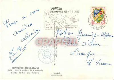 Widok na Aiguilles de Chamonix — z Col des Montets — Lumicap Mont-Blanc — Rewers