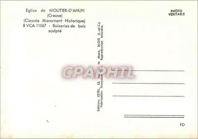 Igreja de Moutier-d'Ahun — (Classée Monument Historique) — Éditions ESTEL, France — Verso