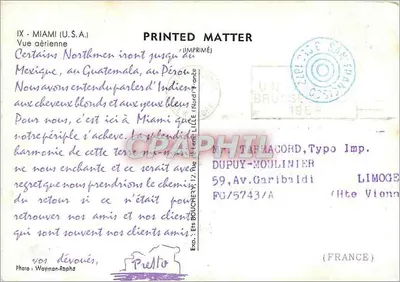 Widok z powietrza na Miami (U.S.A.) — Wydawnictwo Lille — n° FG/5743/A — Rewers