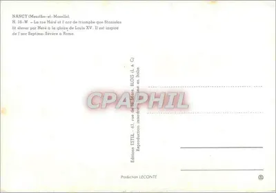 Nancy — Arco di trionfo di Stanislas — Editore Estel, n° H. 18.W — Verso