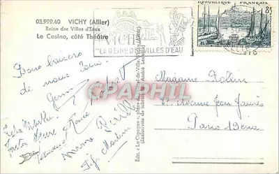 Casino de Vichy — Casino, strona Teatru — Wydawca André Lecoté — Rewers
