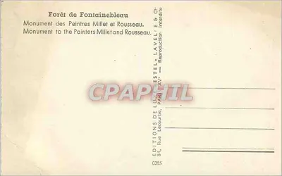 Floresta de Fontainebleau — Monument dos Pintores Millet e Rousseau — Éditions de Luxembourge — Verso