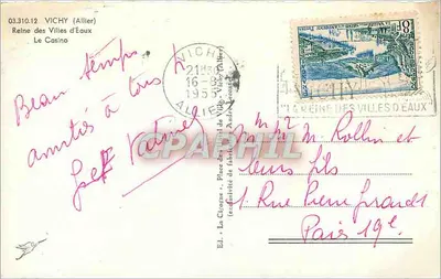 Kasyno w Vichy — Vichy (Allier) — Wyd. La Cigogne — Rewers