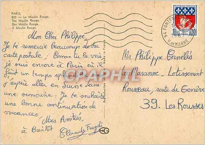 Le Moulin Rouge — Paris — éditeur Adelshoffen, n° de série 822 — Rewers