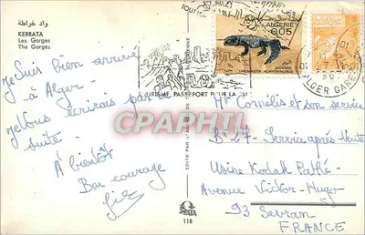 De Gorges van KERRATA — Algerije — uitgegeven door de Algerijnse Toeristische Agentur, n°118 — Achterkant
