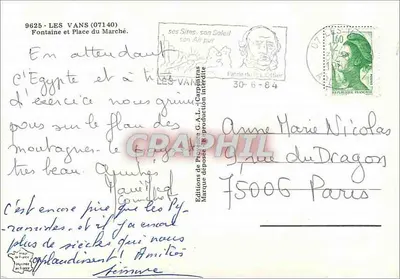 Les Vans (07140) — Fonte e Praça do Mercado — Éditions de Prévelin G.A.L. - Carpentras — Verso