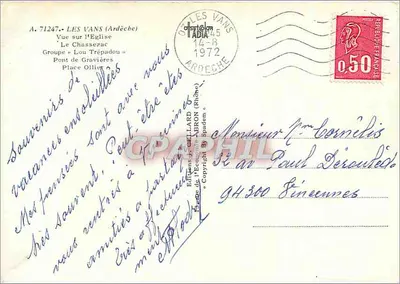 Les Vans — agradável vila no coração das Cévennes — Éditions J. Cellard (Rhône) — Verso