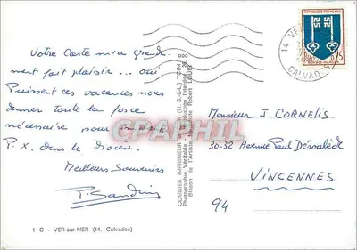 VER-sur-MER (Calvados) — vista aerea della spiaggia, del porto e delle case — Editore Robert Louis — Verso