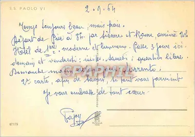 Papież Paul VI — Portret w stroju papieskim — wydawca Altenocca, nr 67175 — Rewers