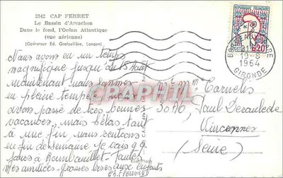 Cap Ferret — Le Bassin d'Arcachon (widok z powietrza) — Operator Ed. Grafolière, Langon — Rewers