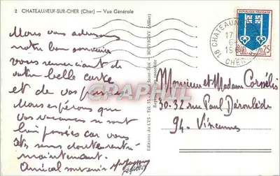 Châteauneuf-sur-Cher — Vista Geral — Edições do LYS, Allier — Verso