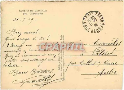 Arco do Triunfo — Avenida Foch — Edições d'Art A. Lecomte — Verso
