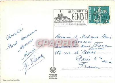 Mont-Blanc (4810 m.) widziany z Genewy — Wydawnictwo Jaeger, nr 8040 — Rewers