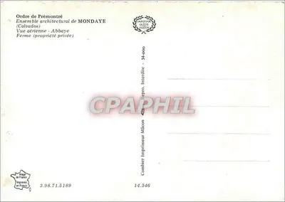 Abbazia di Mondaye — Ordine dei Premonstratensi — Vista aerea — Editore Combier — Verso