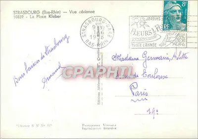 Strasbourg (Bas-Rhin) — Widok z powietrza — Plac Kleber — Éditions Aériennes SN N° 59 — Rewers