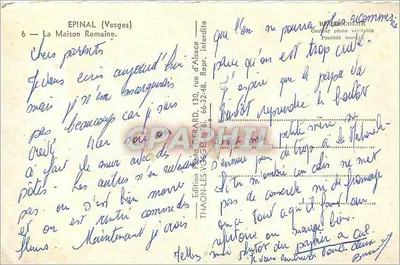 Epinal (Vosges) — Dom Rzymski — Wydawnictwo Photo Gérard, 130, rue d'Alsace — Rewers