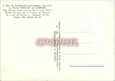 Okręgi Ste-Geneviève-sur-Argeance (Aveyron) — Duży Zbiornik Sarrans — wydawca R. Charbonnier, n°17 — Rewers