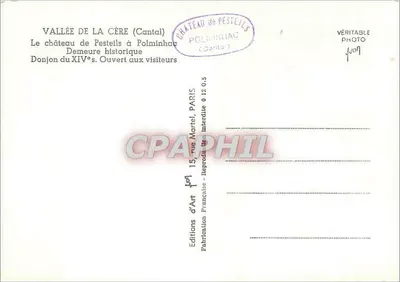 Castelo de Pesteils — Vale da Cère (Cantal) — Edições d'Art, Paris — Verso