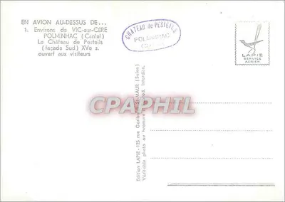 Zamek Pesteils — Okolice Vic-sur-Cère (Cantal) — Édition Lapie Service Aérien — Rewers