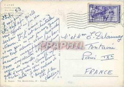 Grotta Azzurra — Capri — Ed. R. Renza, C. 3 — Verso