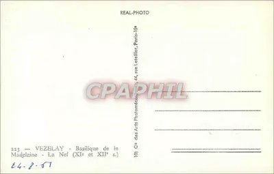 Vézelay — Bazylika Niepokalanego Panny — Nef (XI i XII wiek) — Spółka Sztuki Fotograficznej, Paryż — Rewers