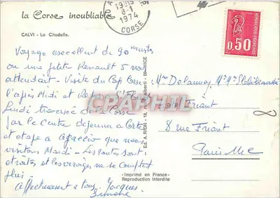Calvi - Citadelła — widok panoramiczny — wydawca nie widoczny — Rewers