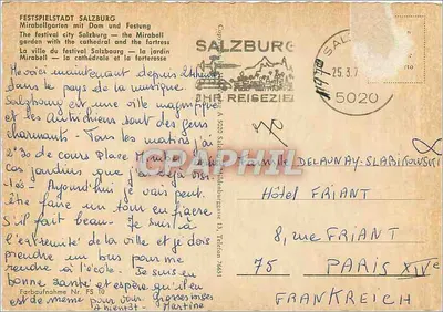 Salzbourg — Jardim Mirabell — n° de série FS 10 — Verso