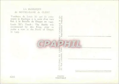 Túmulo de Luís XI — Basílica Nossa Senhora de Cléry — Editor Estel, n° 6205 — Verso