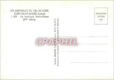 Clery-Saint-André — A basílica Nossa Senhora — Edições Valoire, n°1.304 — Verso