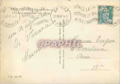Ponte d'Asaoue e sua cascata — Hautes-Pyrénées — Éditions d'Art française — Verso