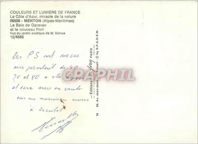 Zdjęcie widoku z Baie de Garavan — Menton (Alpes-Maritimes) — Wydawnictwo Jean-Jauret — Rewers