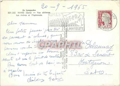 Nîmes — Widok lotniczy Areny i Esplanady — Greff, S.E.T. d'Imprimeur — Rewers