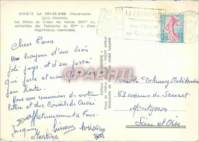 La Chaise-Dieu (Haute-Loire) — Igreja Abbatial, as bancadas do coro dos monges (século XIV) — Edições do Hotel de Ville - Vichy — Verso