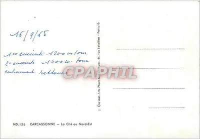 Carcassonne — La Cité au Nord-Est — Cie des Arts Photographiques, 44, rue Letellier - Paris 15 — Rewers