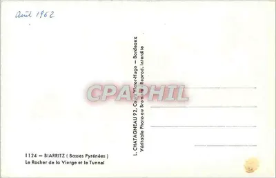 Skalista Wierzchowina i Tunel — Biarritz (Basses-Pyrénées) — L. Chatagneau 92 — Rewers