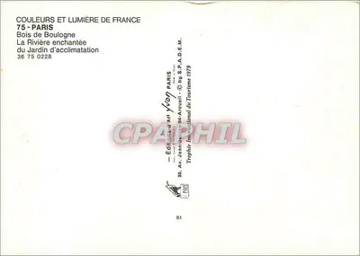 Bois de Boulogne — O Rio Encantado — Edições Jean-Arcouil, n° 36 75 0228 — Verso